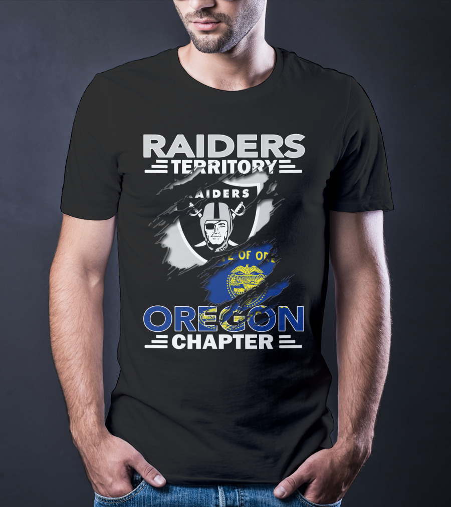 Raiders Territory Oregon Chapter State Of Oregon Flag And Shield T-Shirt