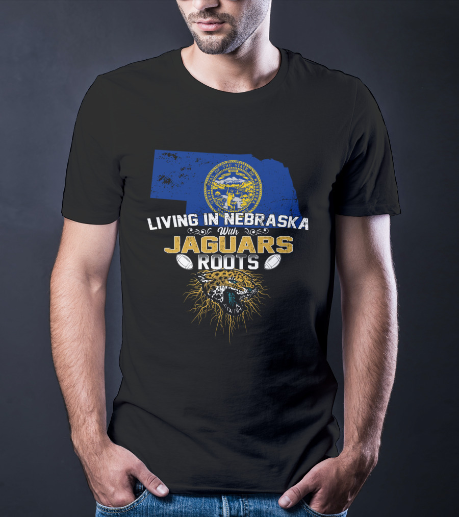 Living In Nebraska With Jaguars Roots Nebraska State Seal Football Jaguar T-Shirt