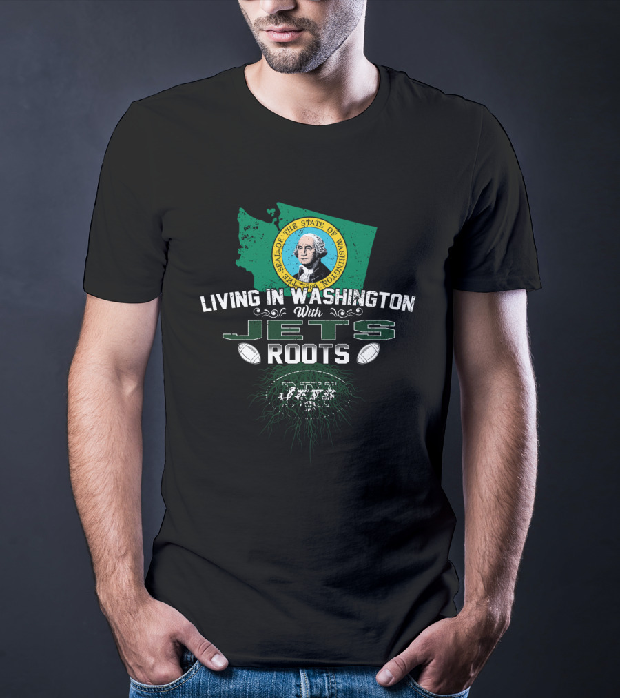Living In Washington With Jets Roots State Seal T-Shirt