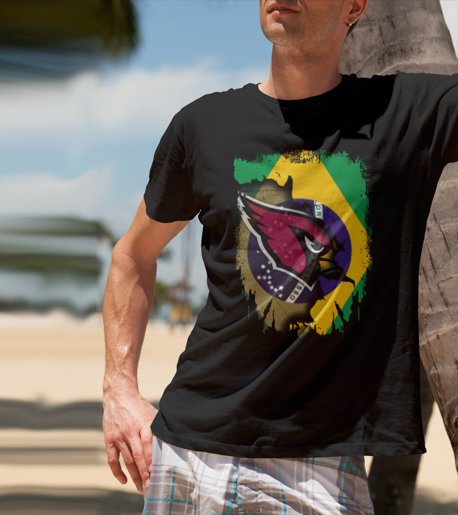 Together Brazil With Arizona Cardinals Flag Fusion T-Shirt