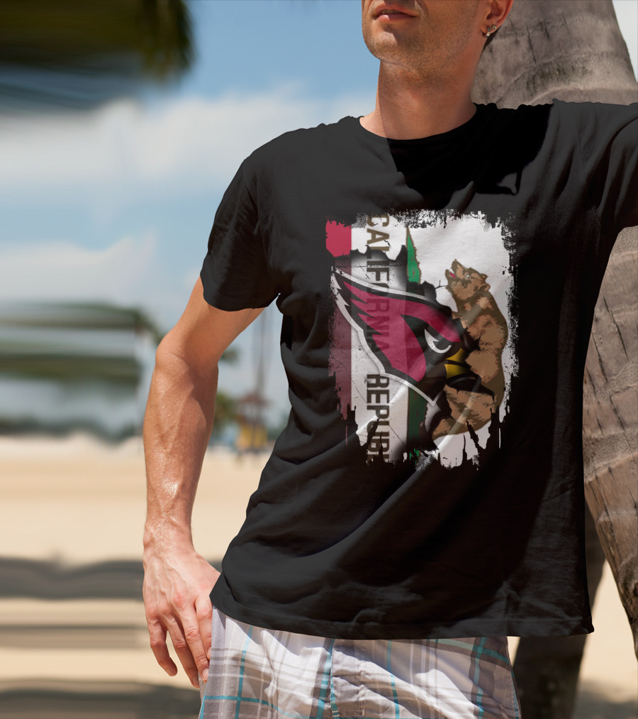 California Republic With Cardinals Logo And Bear T-Shirt