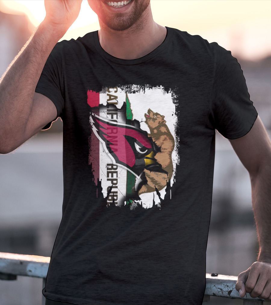 California Republic With Cardinals Logo And Bear T-Shirt
