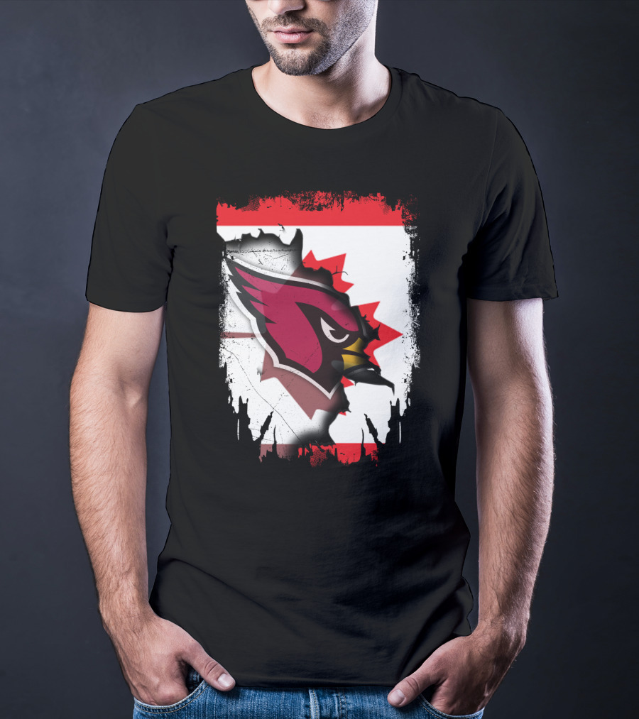 Canada Flag Background With Arizona Cardinals T-Shirt