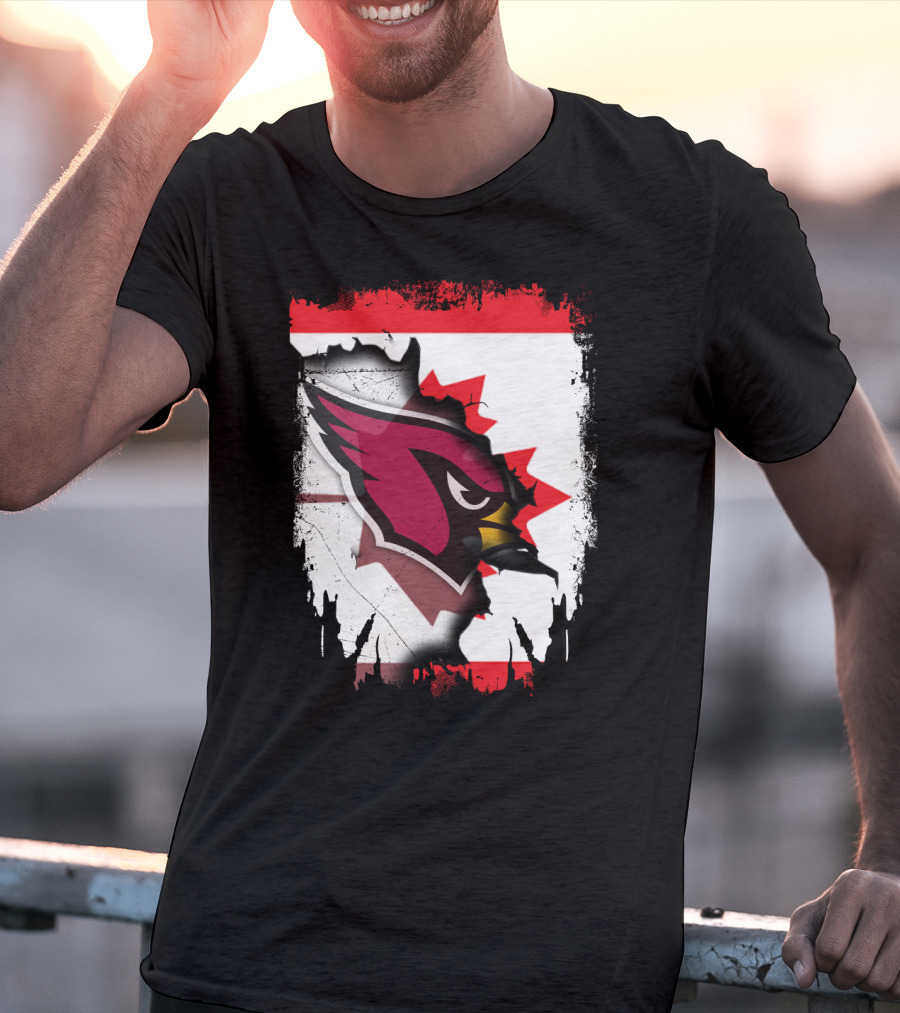 Canada Flag Background With Arizona Cardinals T-Shirt