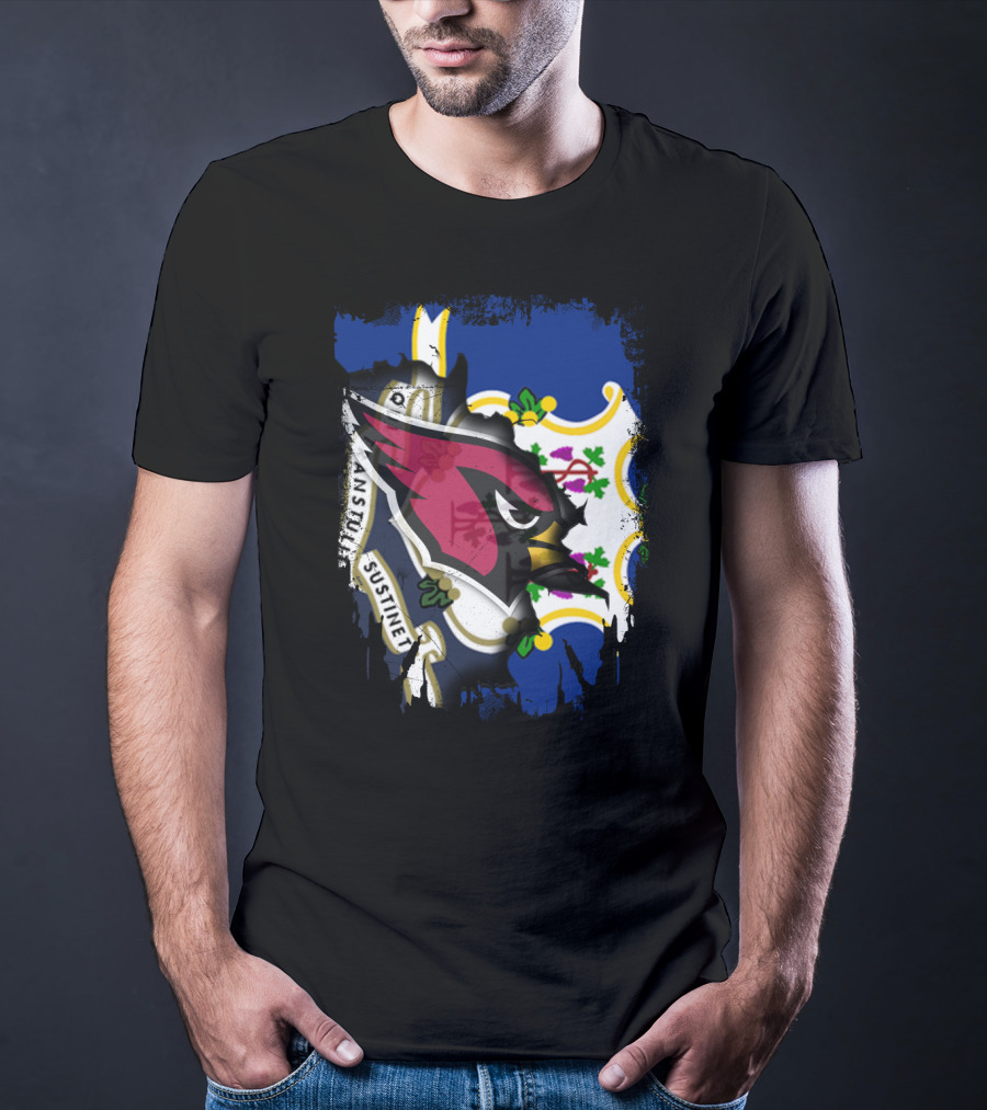 Connecticut State Flag With Cardinals Logo E Pluribus Unum Together T-Shirt