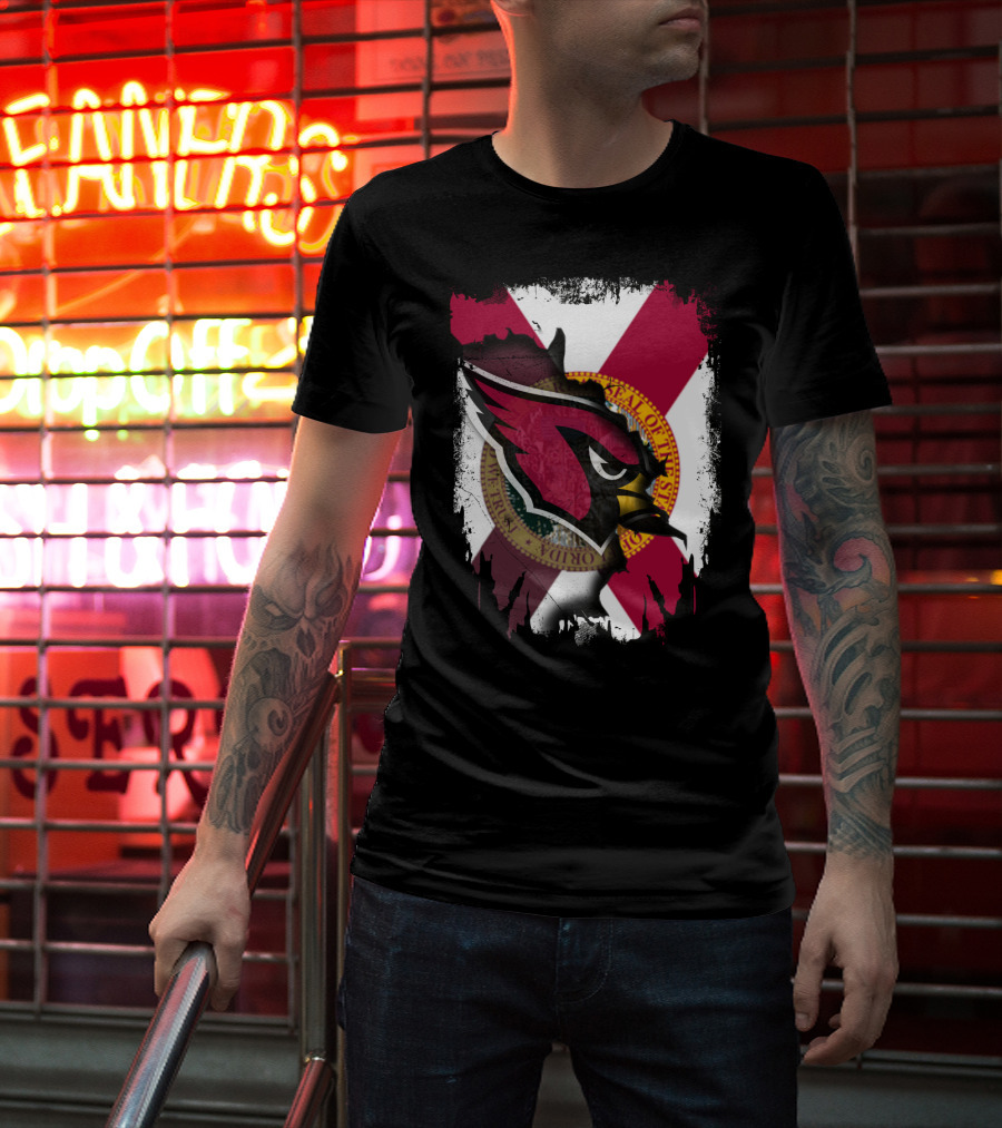 Florida State Flag With Cardinals Logo Fusion T-Shirt