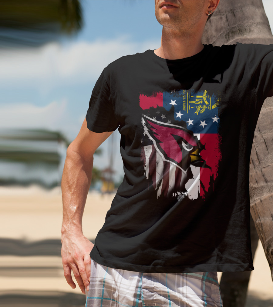 Georgia State Flag With Cardinals Logo Integration T-Shirt