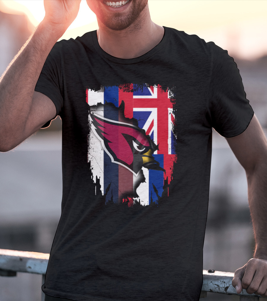 Hawaii Flag With Cardinals Logo Overlapping T-Shirt