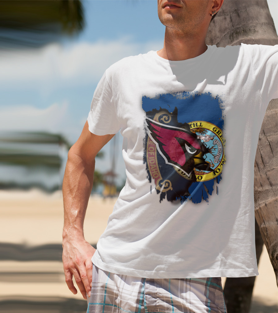 Idaho State Pride With Cardinals Football Emblem Fusion T-Shirt