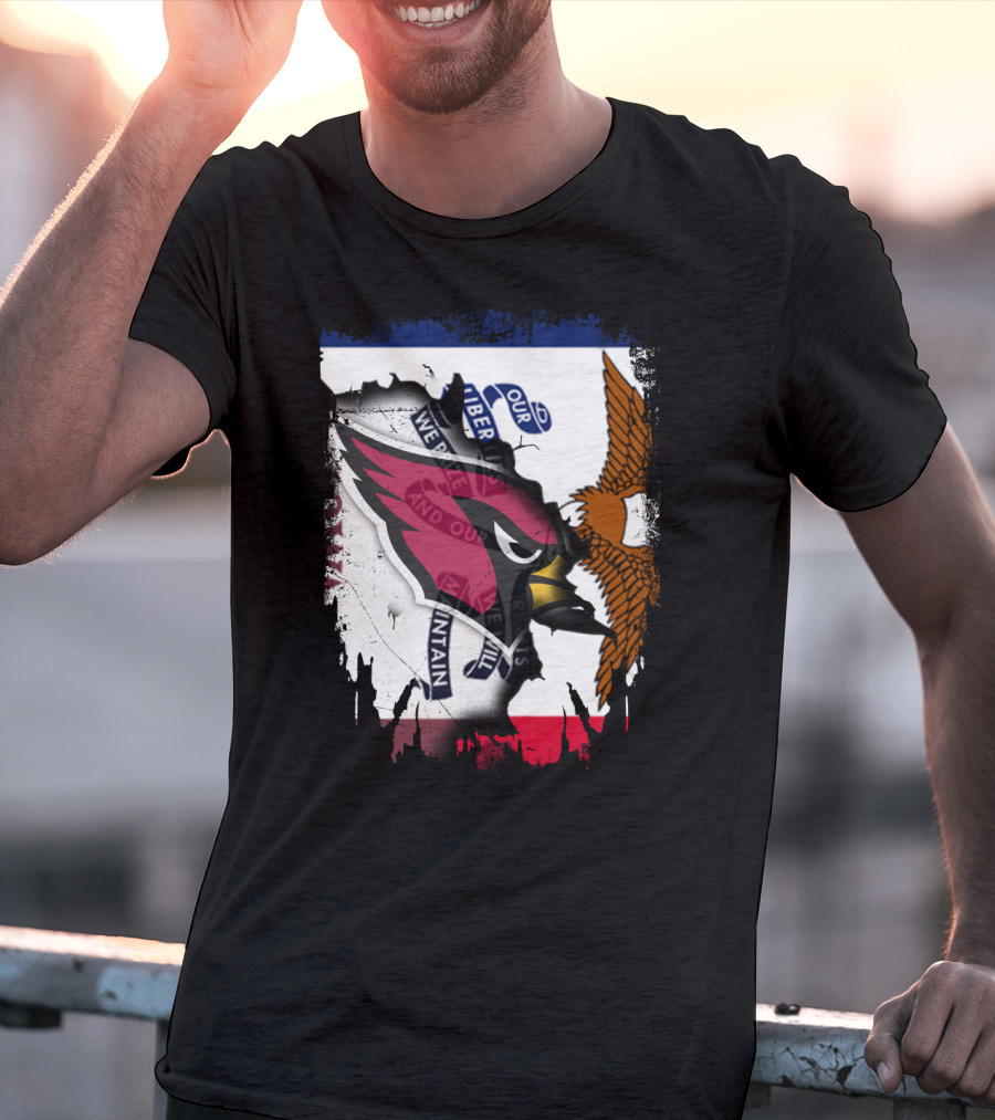 Together Iowa Flag And Cardinals With Eagle T-Shirt