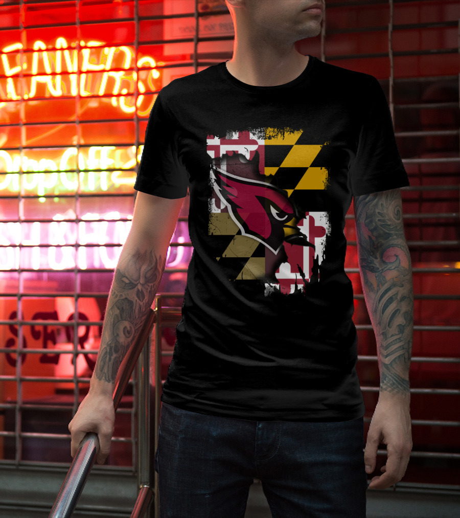 Together Maryland Cardinals With Maryland Flag Background T-Shirt