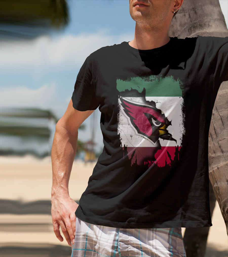 Mexico Flag With Cardinals Bird T-Shirt