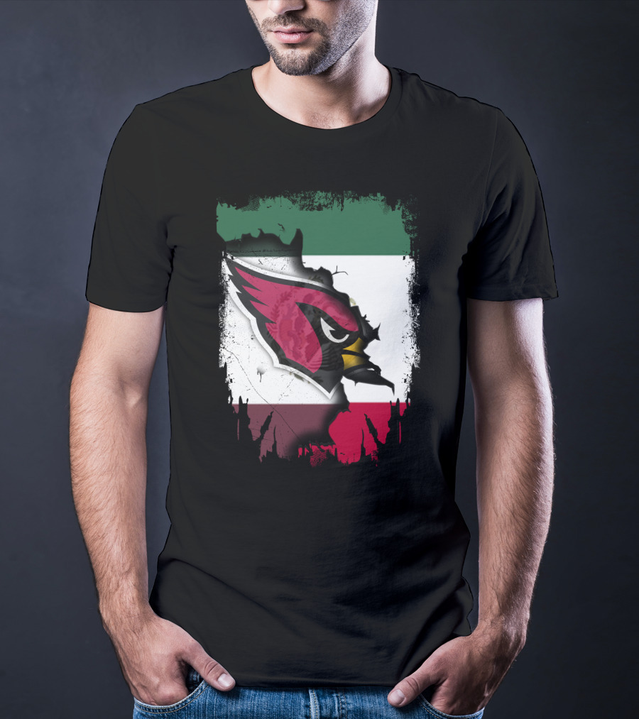 Mexico Flag With Cardinals Bird T-Shirt