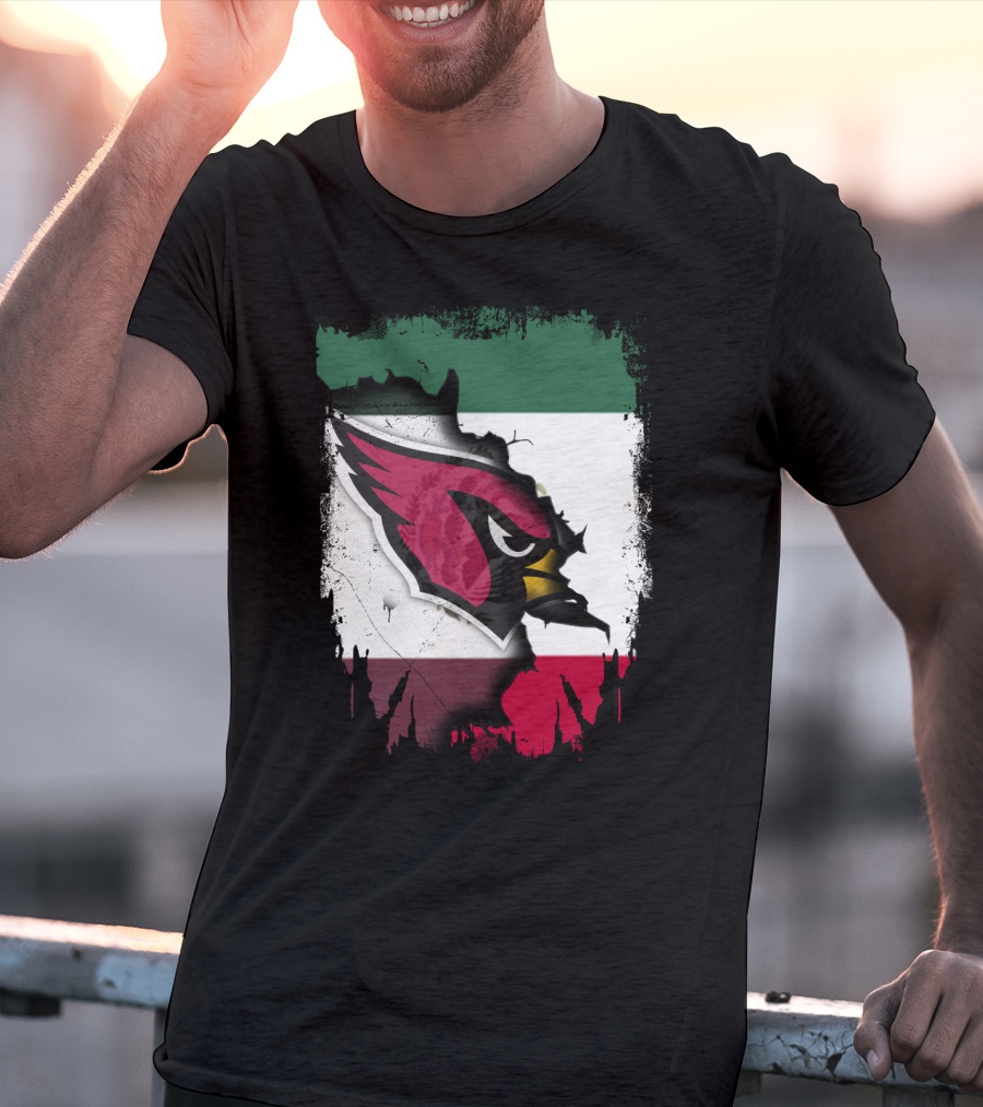 Mexico Flag With Cardinals Bird T-Shirt