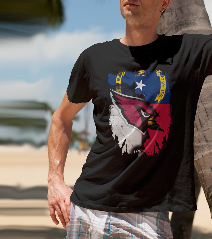 Together North Carolina Cardinal Logo In State Flag Colors T-Shirt