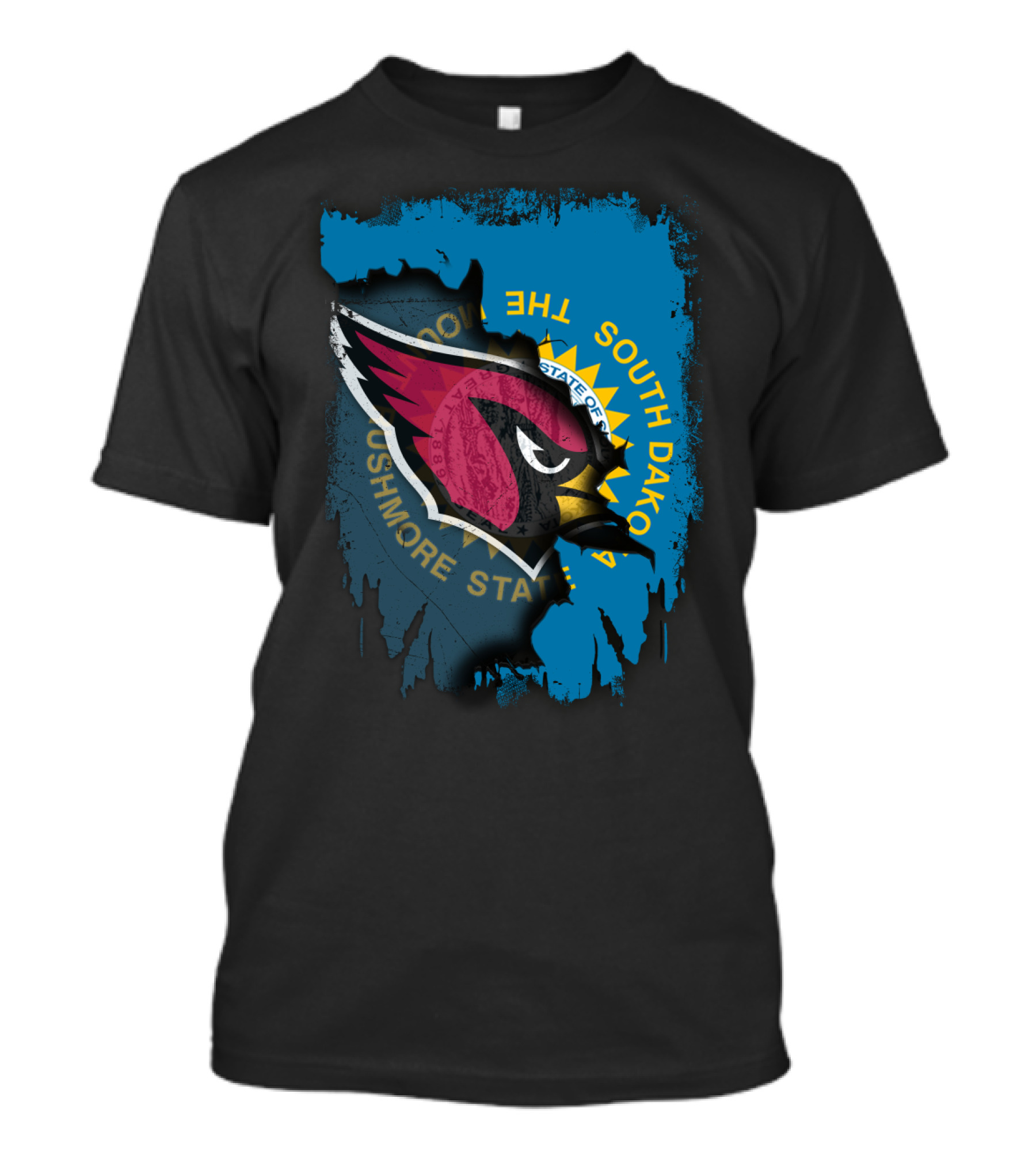 South Dakota State Flag With Cardinals Logo Together T-Shirt