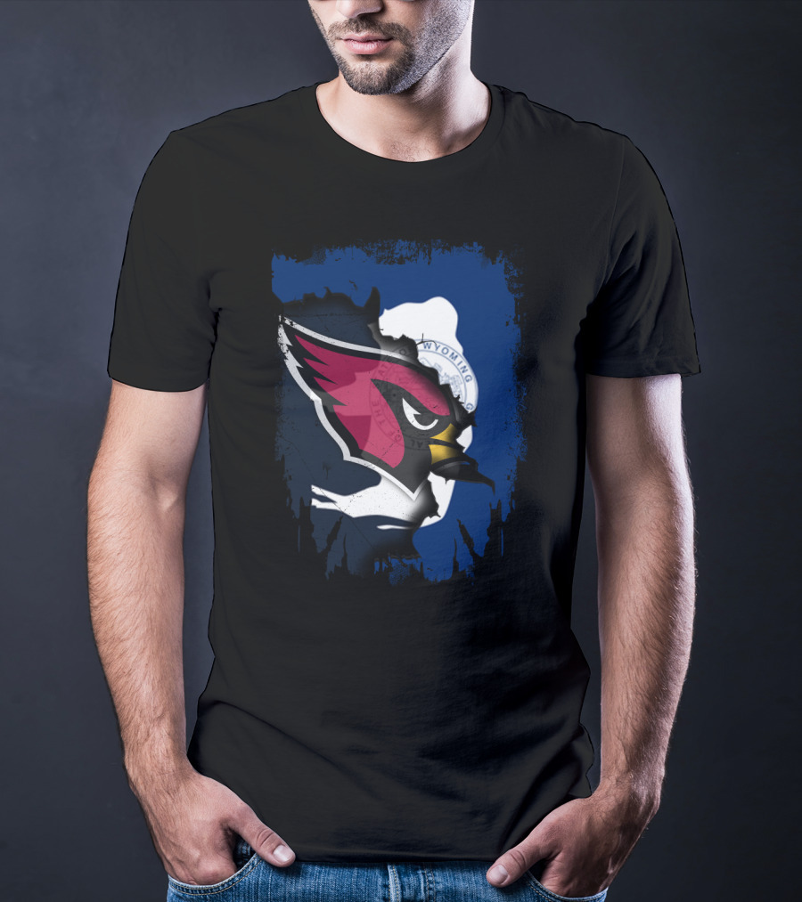 Wyoming State With Cardinals Logo Fusion T-Shirt