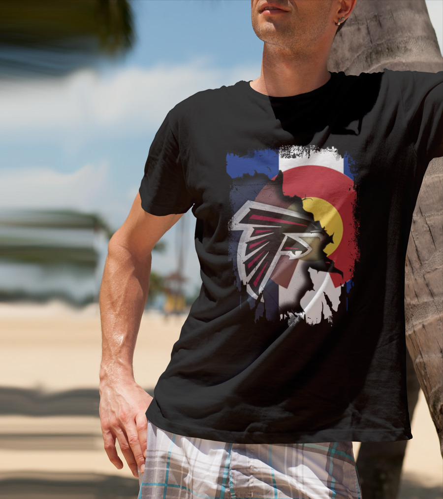Together Colorado Falcons With State Flag And Atlanta Falcons Logo Fusion T-Shirt