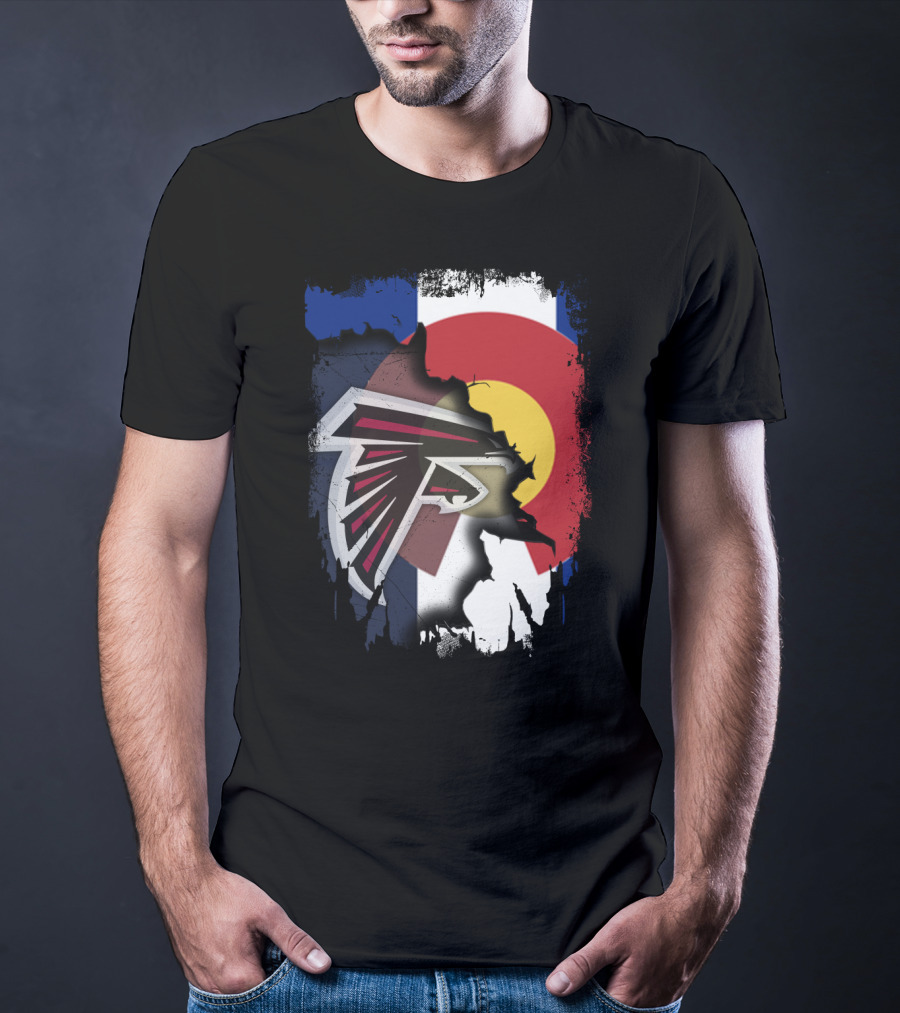 Together Colorado Falcons With State Flag And Atlanta Falcons Logo Fusion T-Shirt