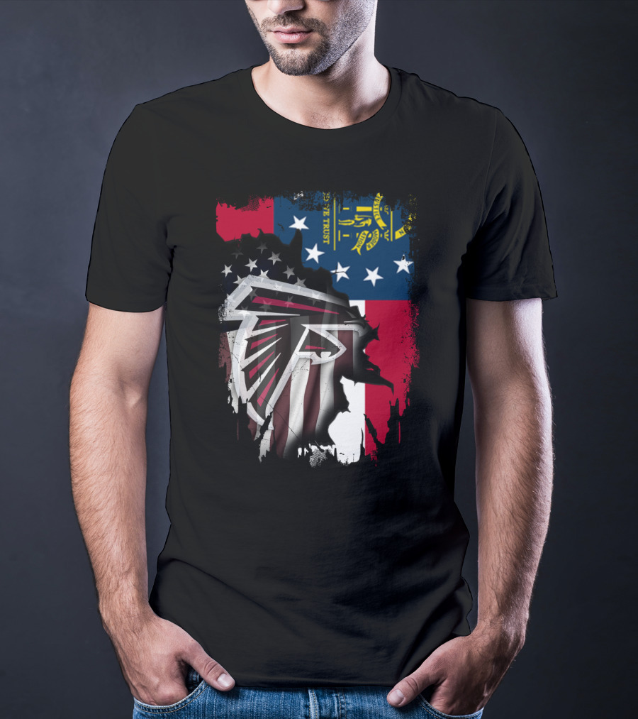 Georgia Flag Blended With Atlanta Falcons Logo Together T-Shirt