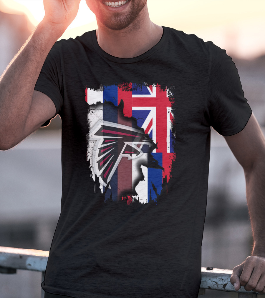 Hawaii Flag Blended With Atlanta Falcons Logo Together T-Shirt
