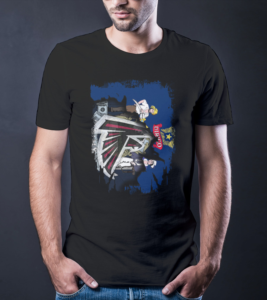 Maine State Seal With Atlanta Falcons Logo Integration T-Shirt
