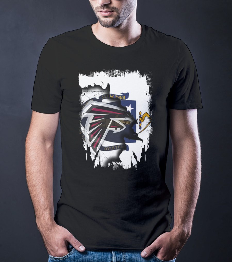 Massachusetts State Flag And Atlanta Falcons Logo Together T-Shirt