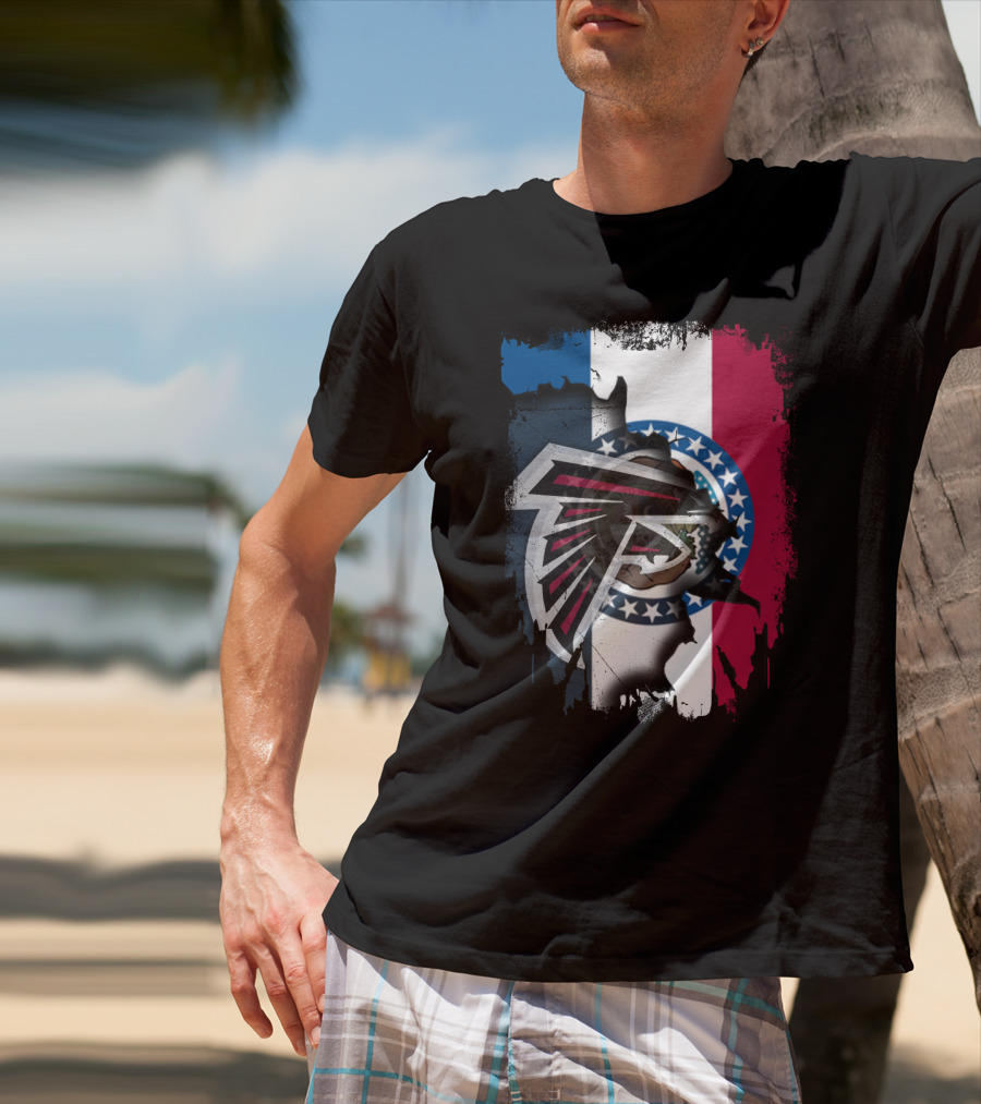Together Missouri With Atlanta Falcons Blended With State Flag T-Shirt