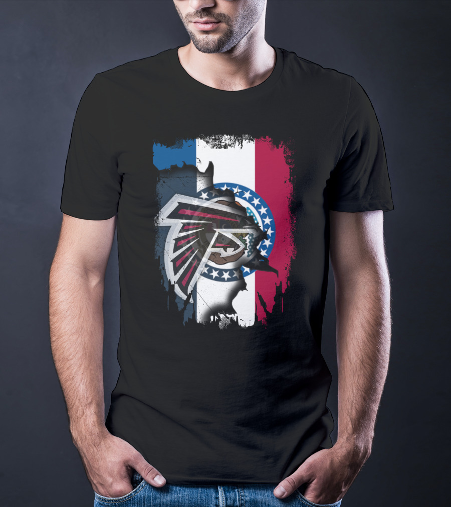 Together Missouri With Atlanta Falcons Blended With State Flag T-Shirt