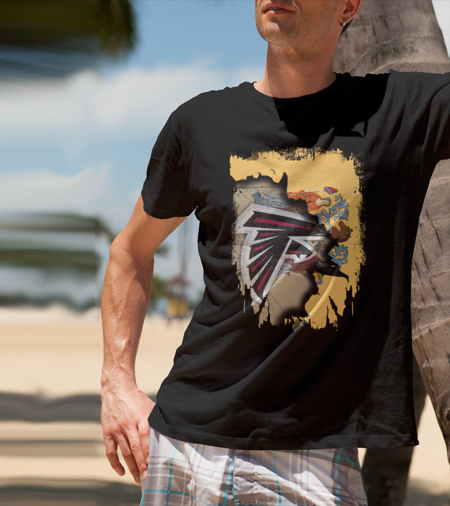 Together New Jersey With Falcons Atlanta Football Logo And State Flag Burst T-Shirt