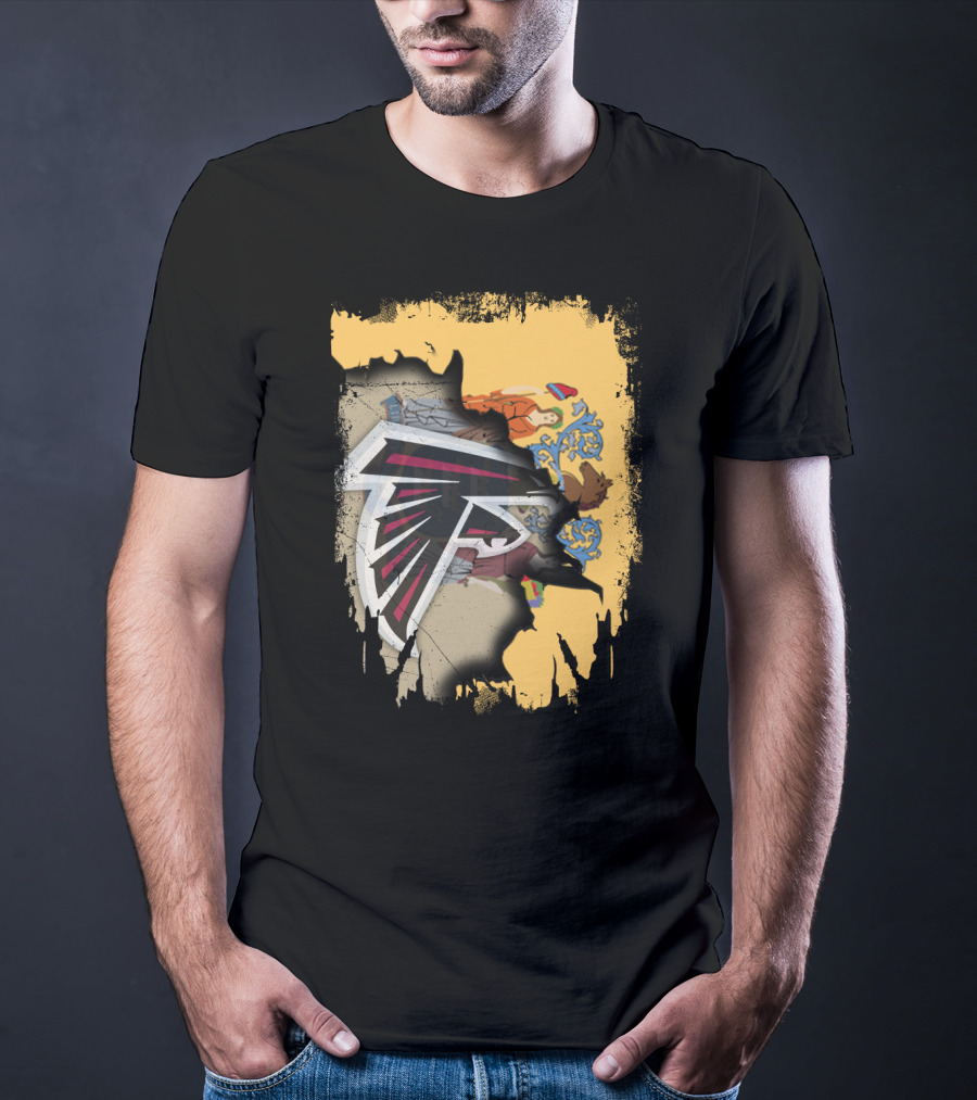 Together New Jersey With Falcons Atlanta Football Logo And State Flag Burst T-Shirt