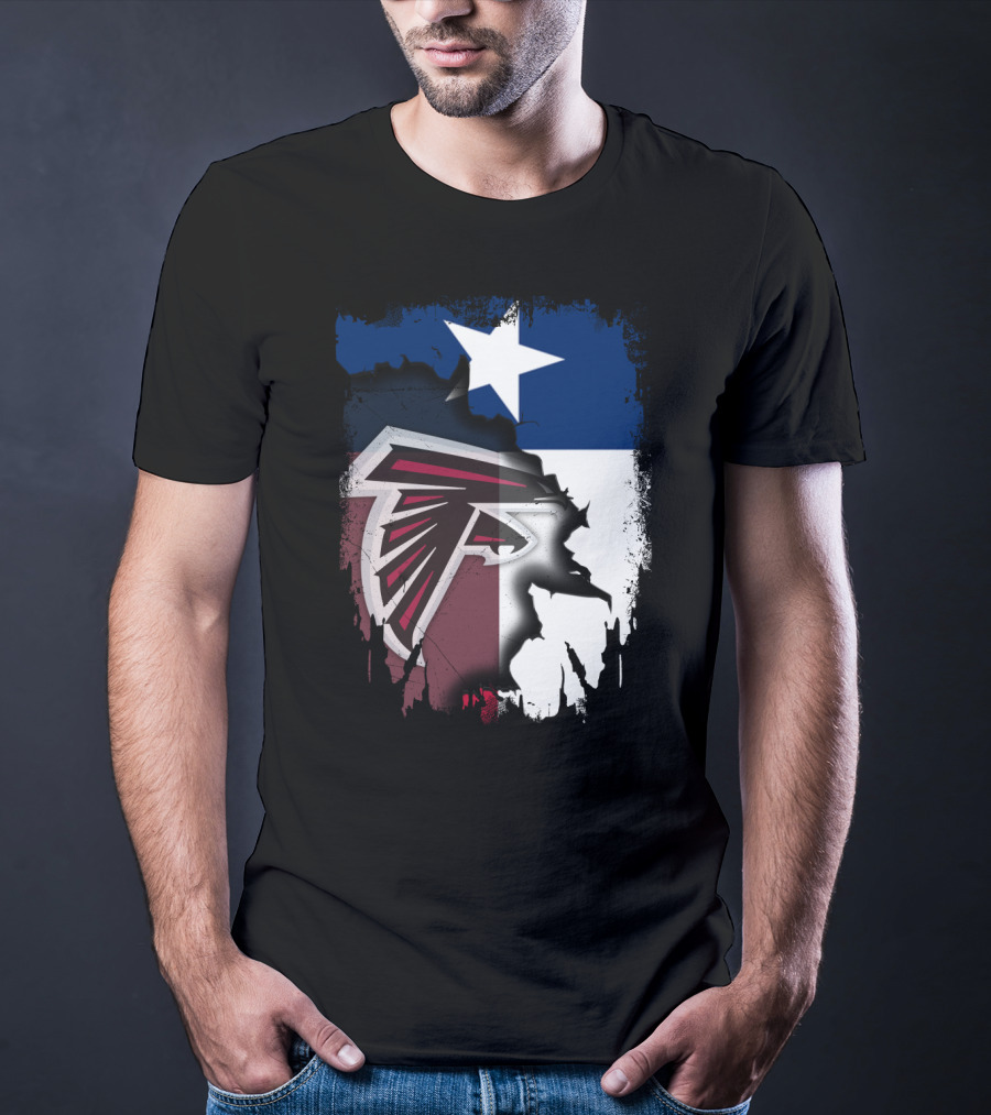Texas State Flag Combined With Atlanta Falcons T-Shirt