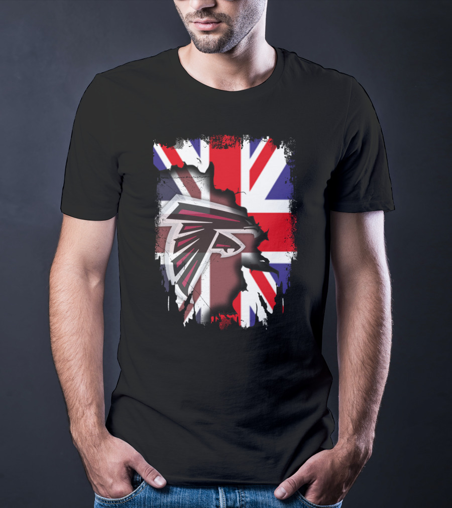 United Kingdom Flag With Falcons Logo Together T-Shirt