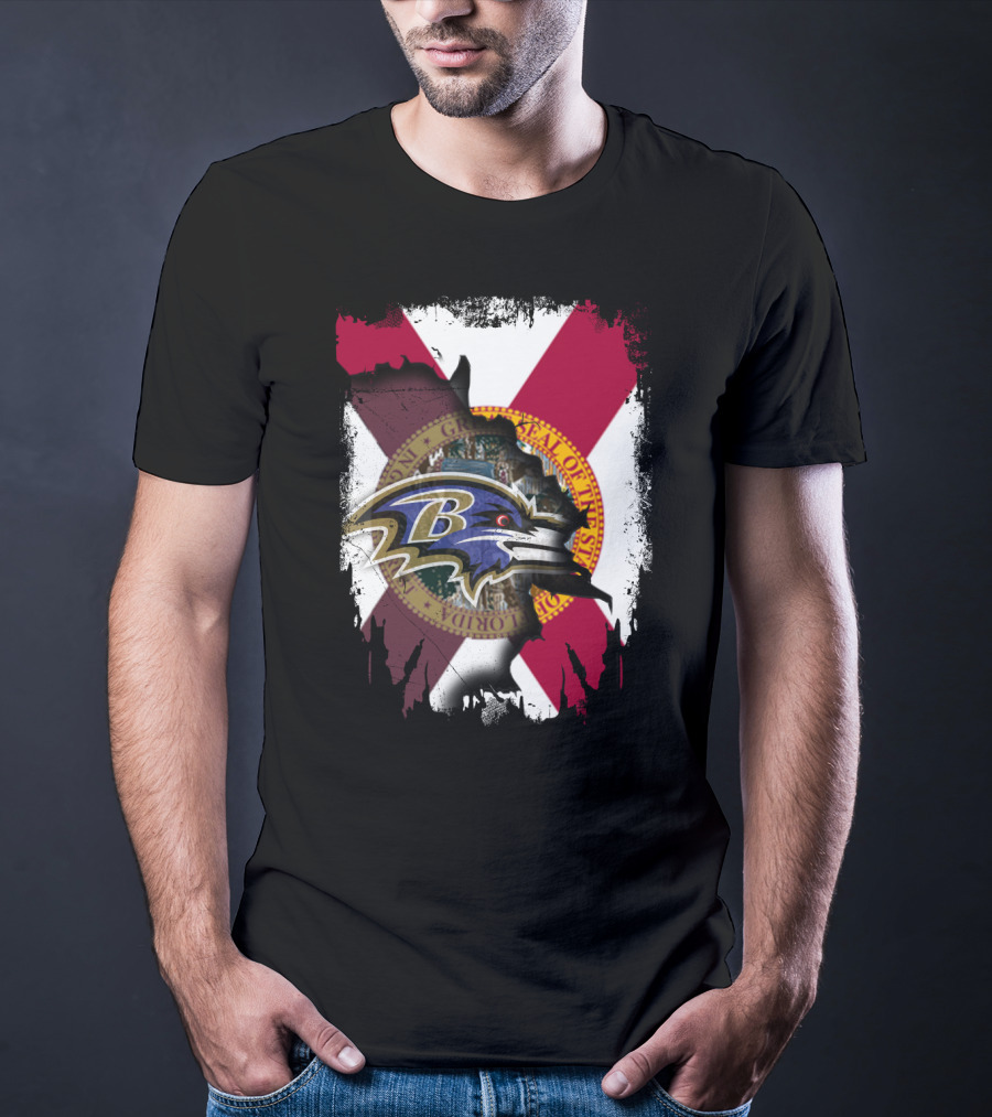 Florida State Seal Torn Ravens T-Shirt