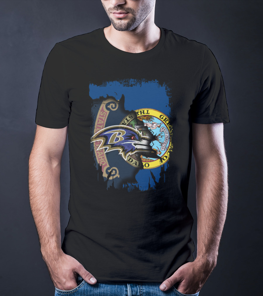 Together Idaho State Seal And Ravens Dual Emblem T-Shirt