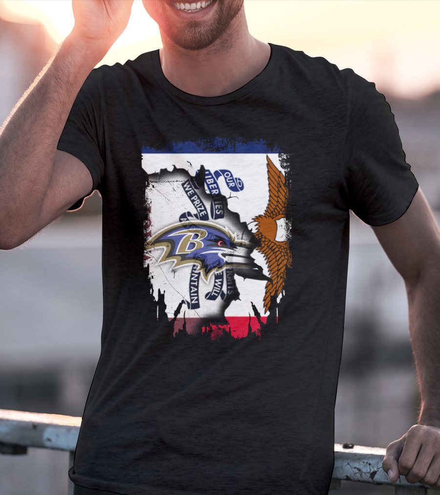 Baltimore Ravens Iowa Flag Tribute Together Forever T-Shirt