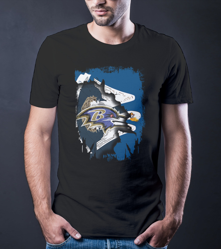 Together Louisiana With Ravens NFL Baltimore Team Logo Collaboration T-Shirt