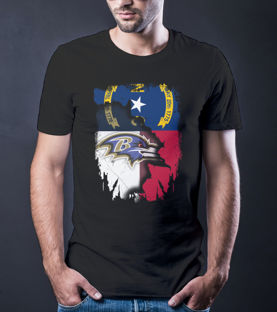 North Carolina State Flag Baltimore Ravens Football Team Fusion T-Shirt