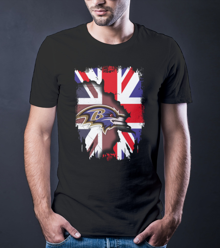 United Kingdom Union Jack With Ravens NFL Team T-Shirt