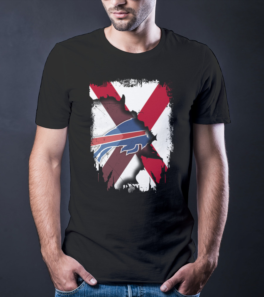 Alabama Buffalo Bills Crossover Flag T-Shirt