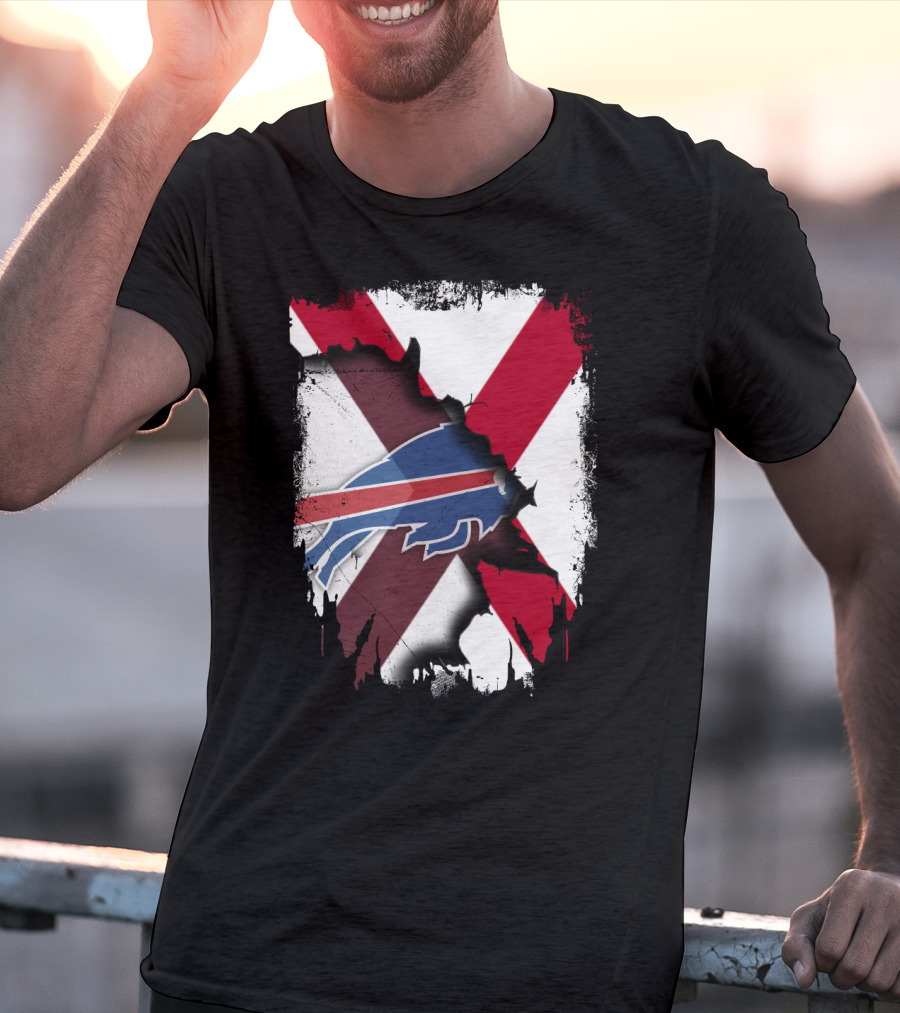 Alabama Buffalo Bills Crossover Flag T-Shirt