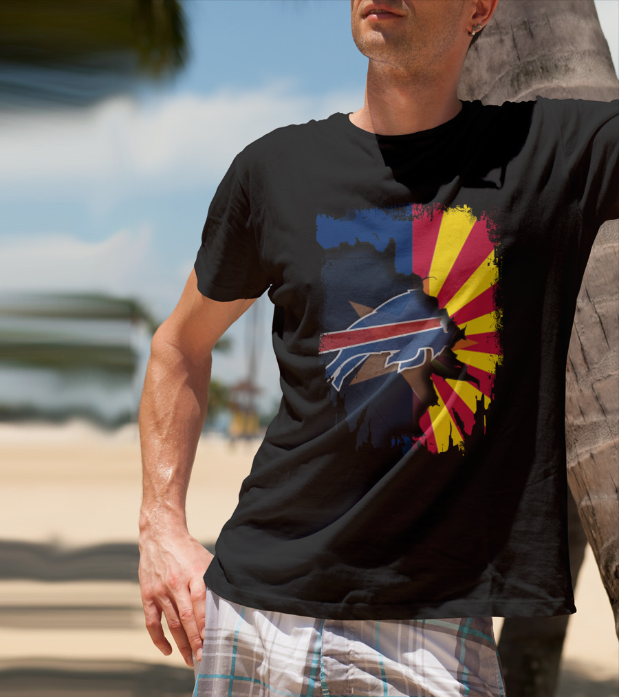 Arizona Flag And Buffalo Bills Logo United In Torn T-Shirt