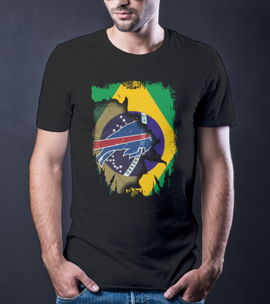 Brazilian Flag With Buffalo Bills Logo Integration T-Shirt