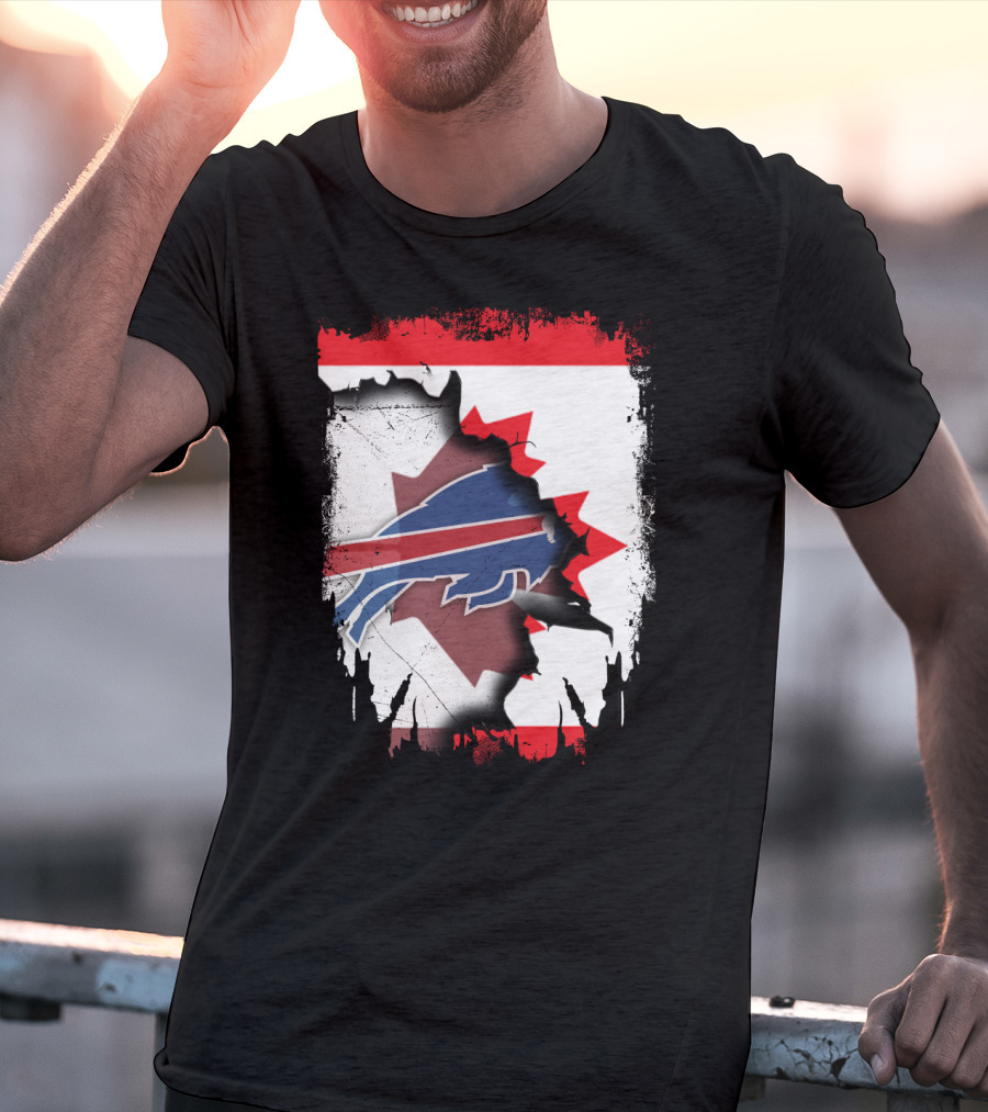 Together Canada With Bills Buffalo Logo And Maple Leaf Banner T-Shirt