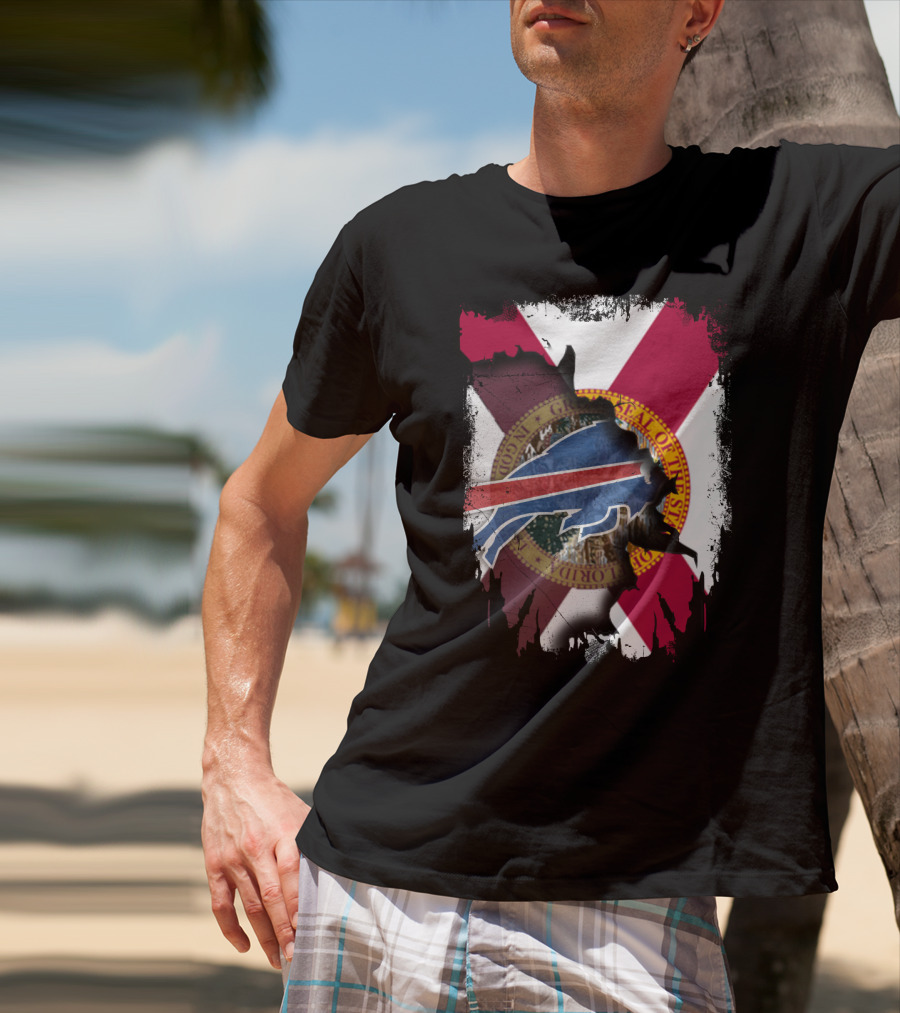 Florida State Seal And American Football Buffalo Symbol Together T-Shirt