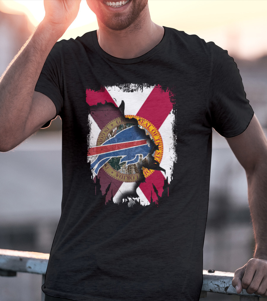Florida State Seal And American Football Buffalo Symbol Together T-Shirt