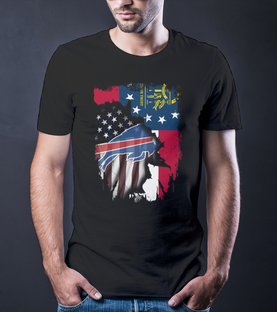 Together Georgia Flag Buffalo Bills American Flag Fusion T-Shirt