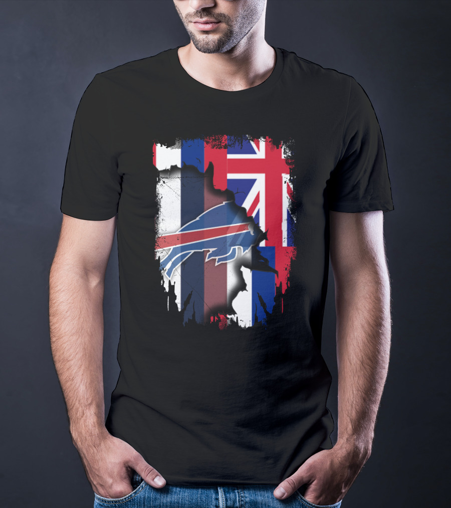 Together Hawaii With Buffalo Bills UK Flag Fusion T-Shirt
