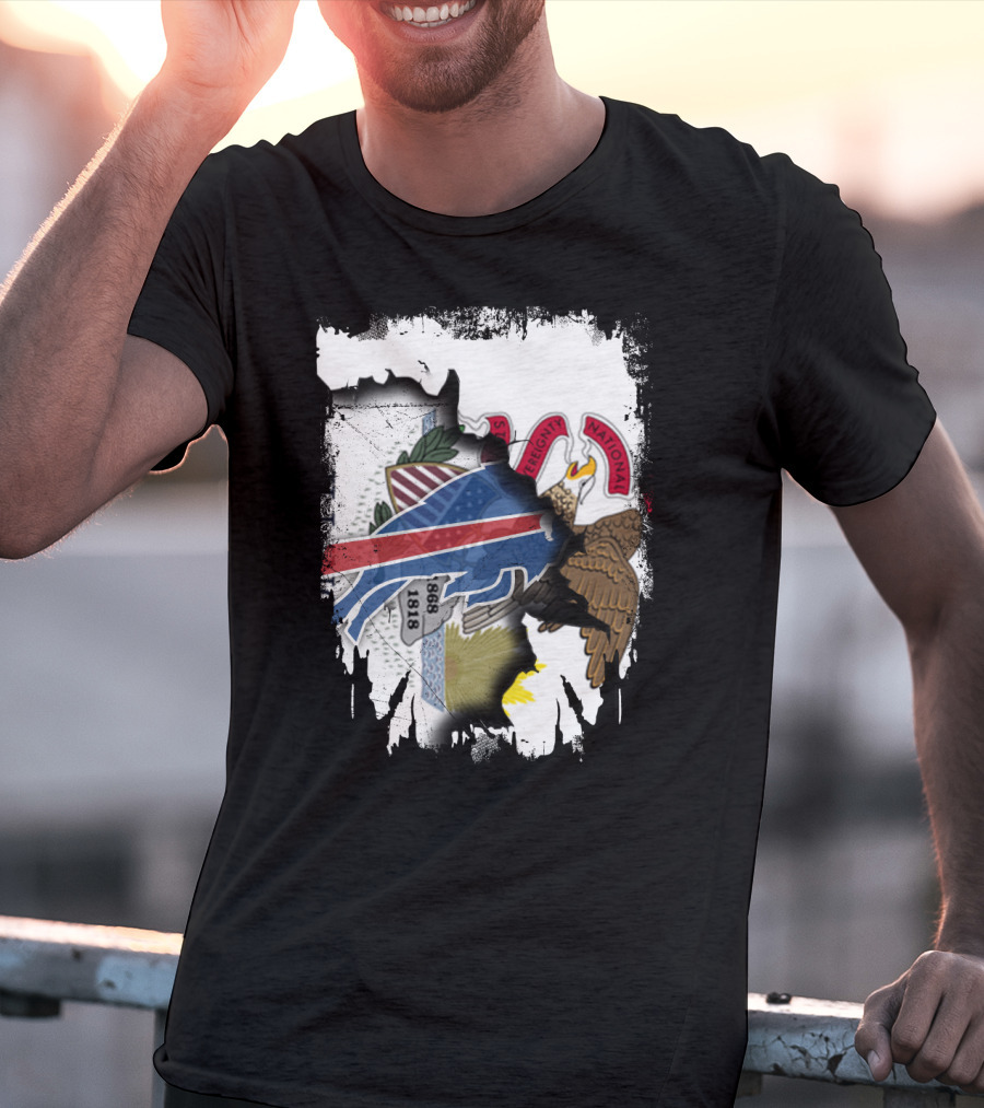 Illinois State Seal And Buffalo Bills Logo Together T-Shirt