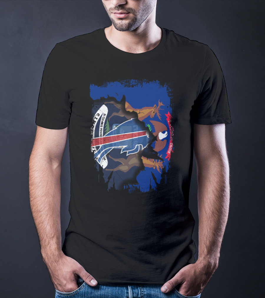 Together Michigan Buffalo Bills Fusion Icon Flag T-Shirt